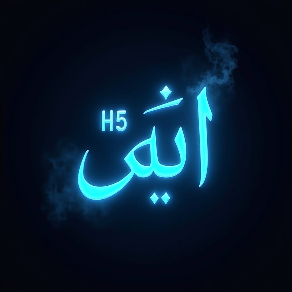 Futuristic Arabic Calligraphy in Neon Blue