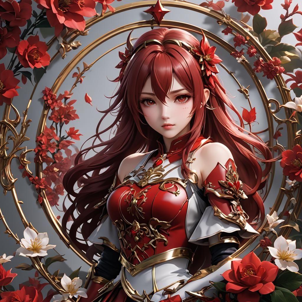 Rouge Remedies Logo in 3D Anime Style