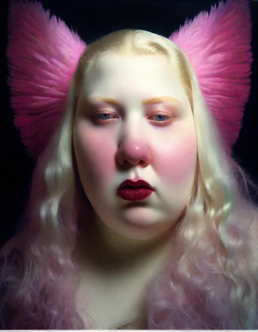 Dreamy Grimdark Oil Portrait of Albino Goth