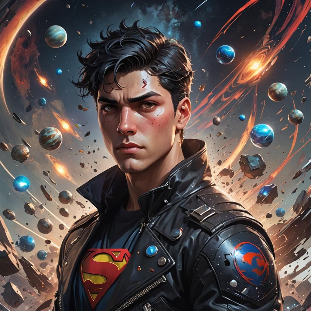 Superboy Portrait in Shattered Space, Hyperdetailed Art