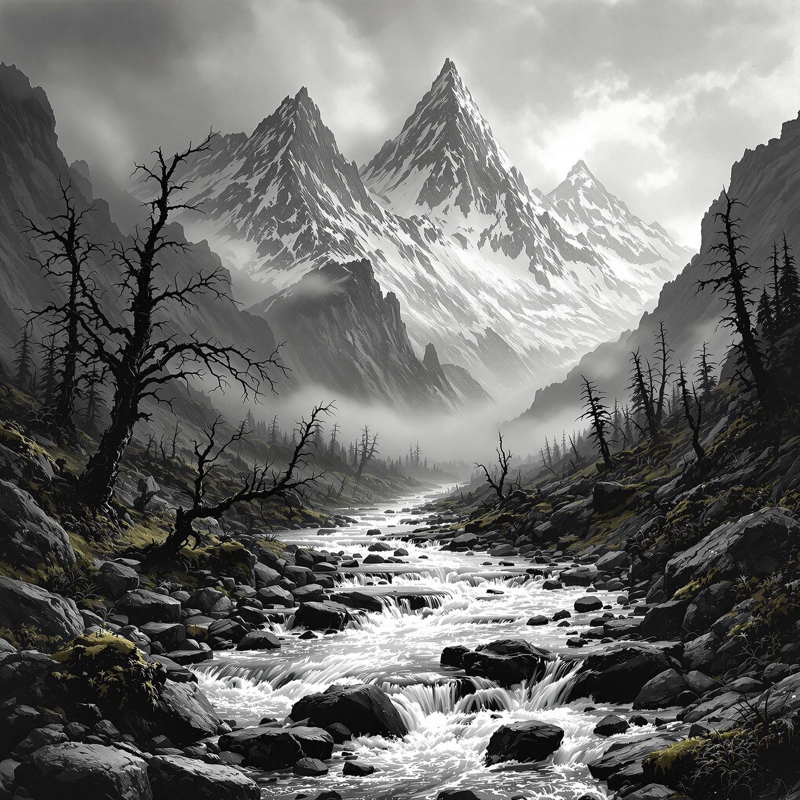 Majestic Mountain Wilderness in Timeless Black and White
