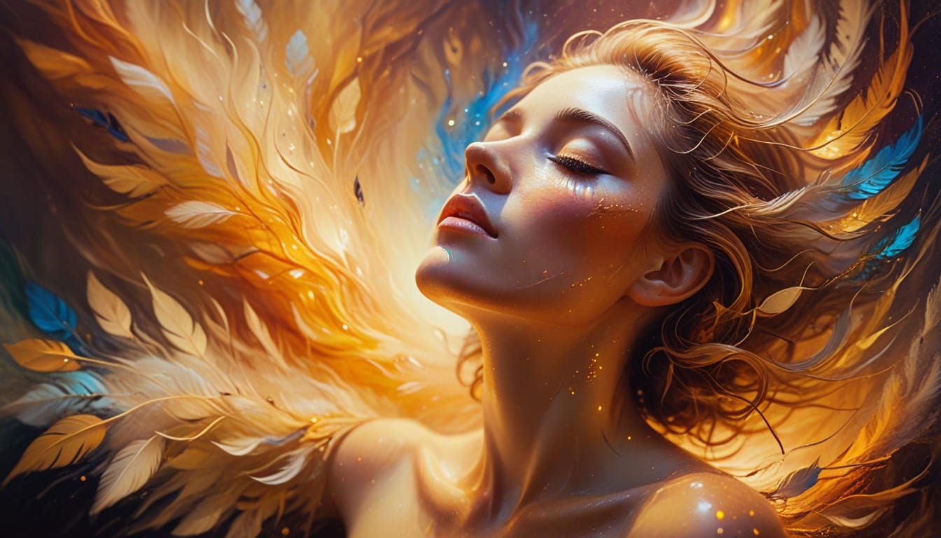 Dreaming Figure in Surrealist Oil Painting