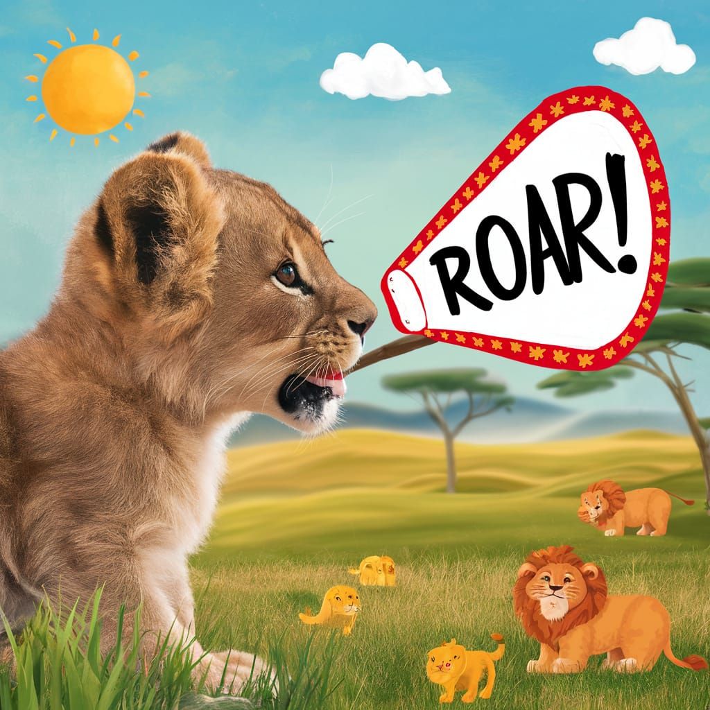 Baby Lion Roar on the Savanna