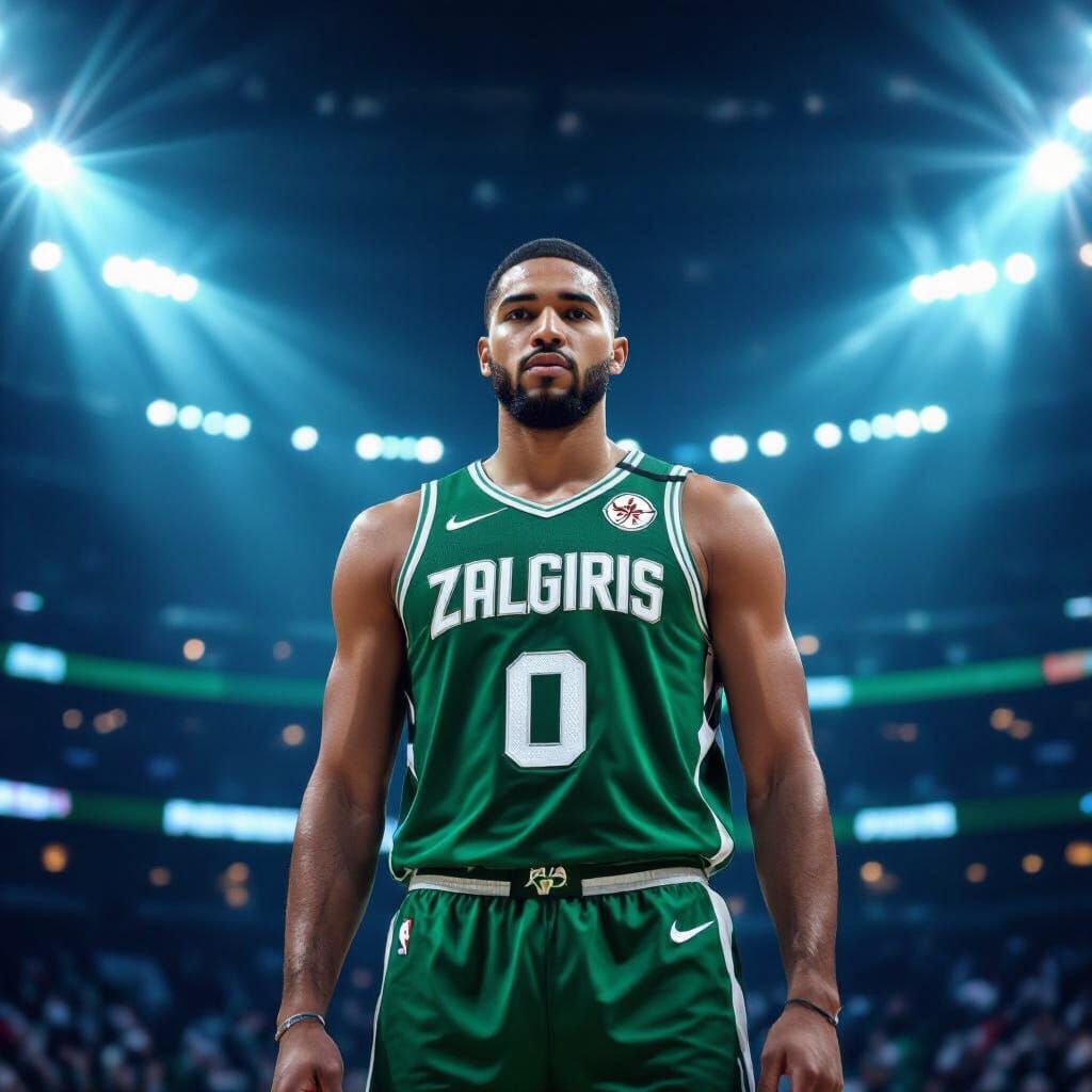 Jayson Tatum in Žalgiris Green Jersey Number 0