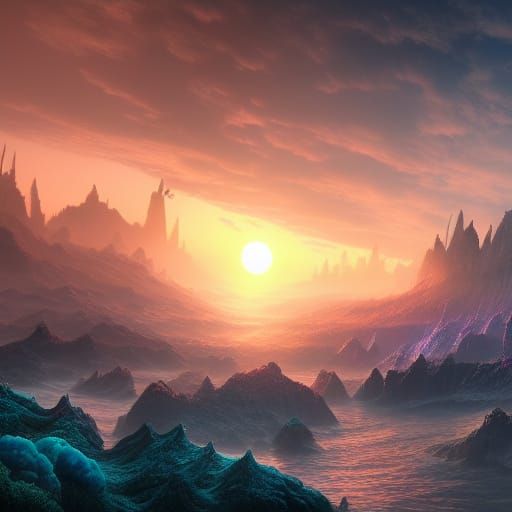Sunrise Over the Horizon: Detailed Matte Painting