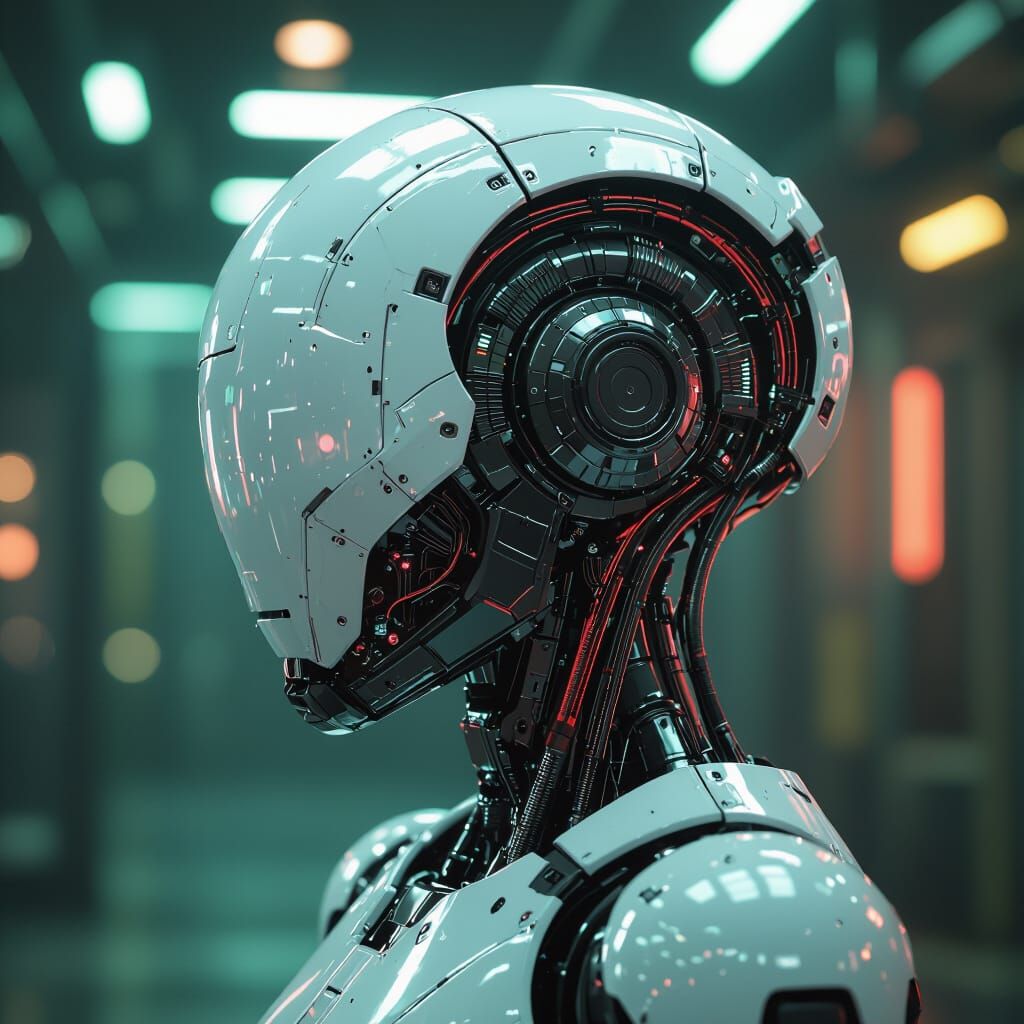 Robotic Brain with Sleek Armor in Futuristic Style