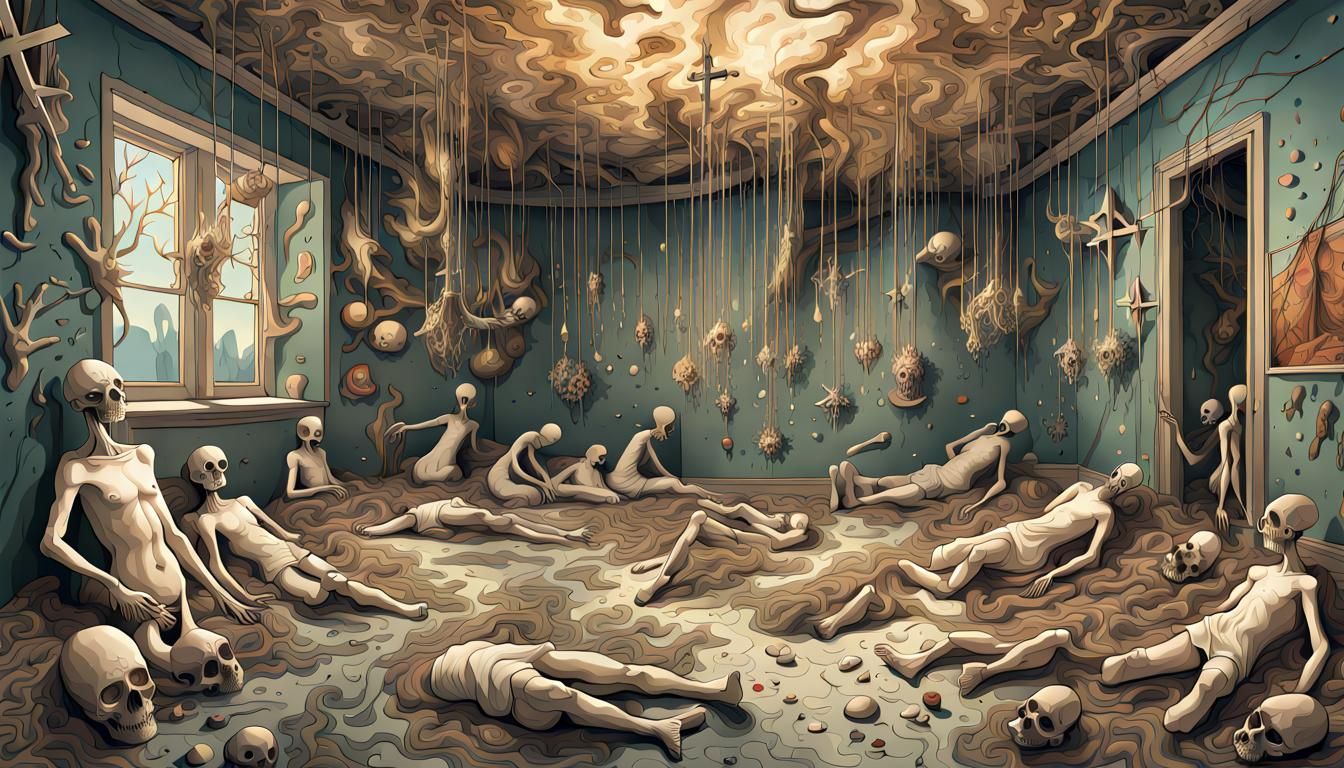 Macabre Interior Scene in Bosch Style