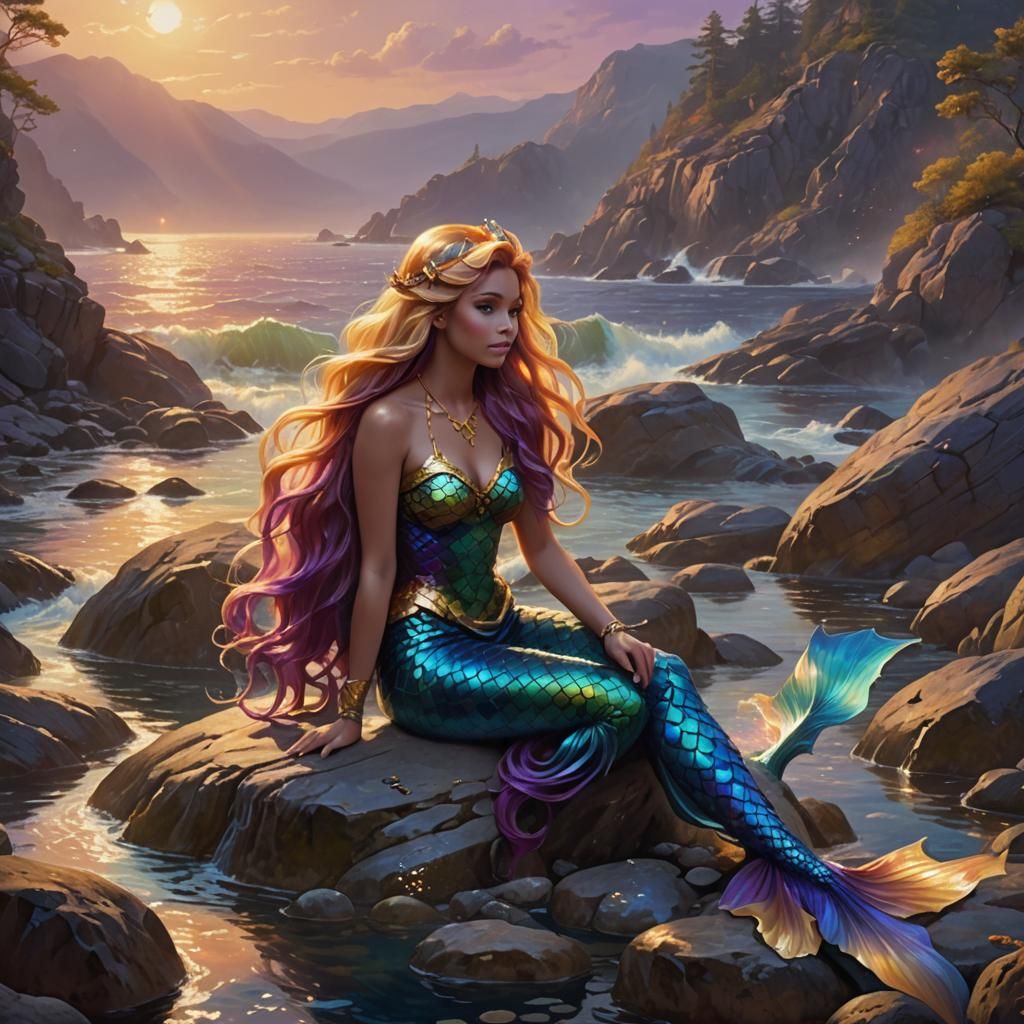 Ariel the Mermaid in Vibrant Oil Painting Style