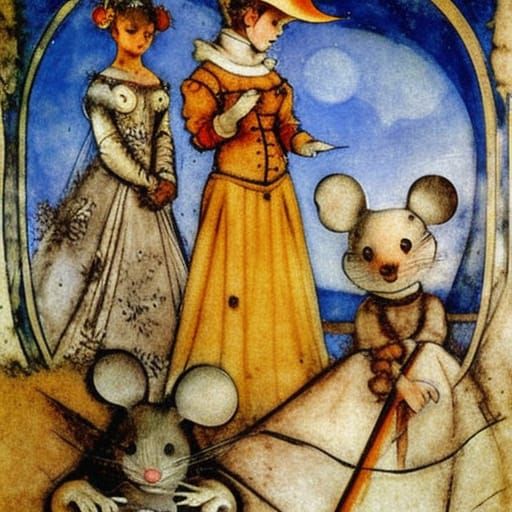 Steampunk Mouse Winter Fantasy in Sci-Fi Style