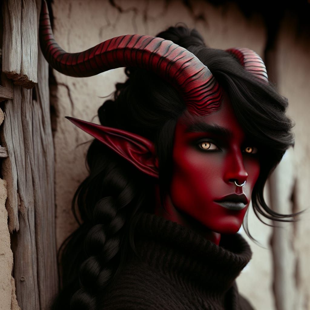 Exotic Tiefling with Antelope Horns