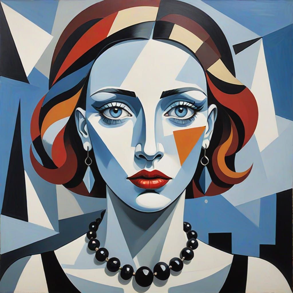 Surreal Cubist Portrait in Muted Colors