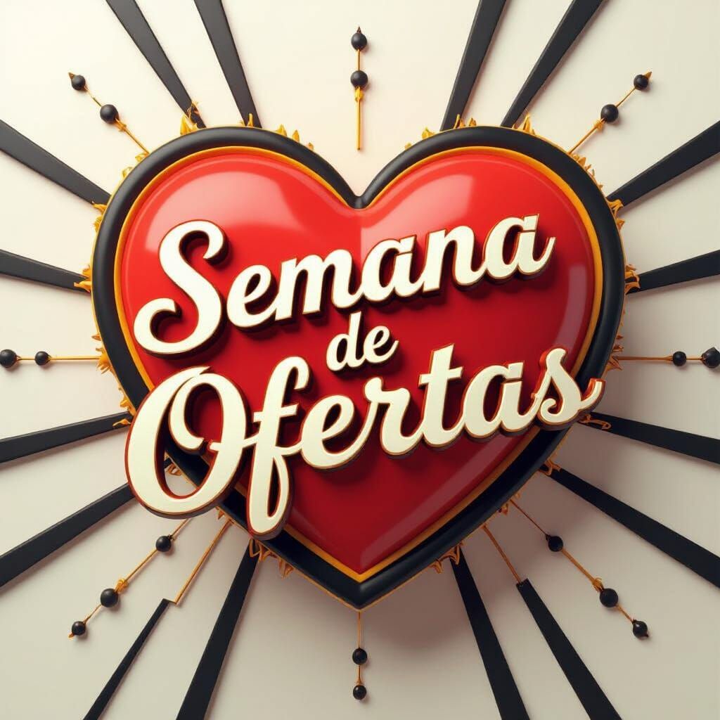 3D "Semana de Ofertas" Logo with Red Heart
