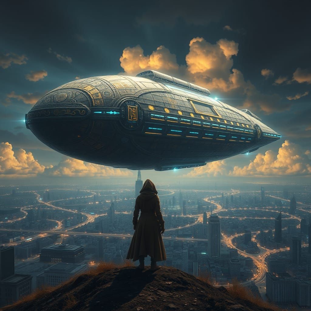 Ancient Spaceship Freezes Metropolis in Time