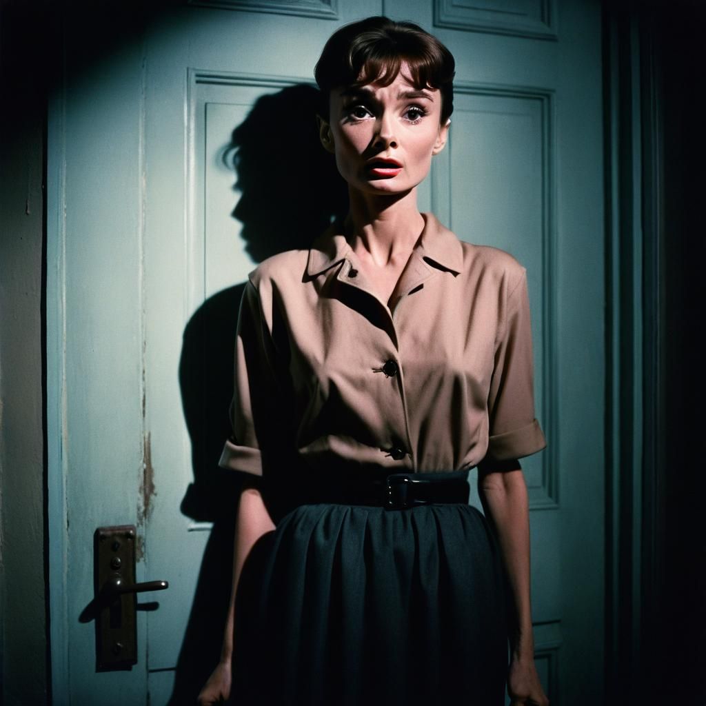 Audrey Hepburn in Film Noir Style Photograph