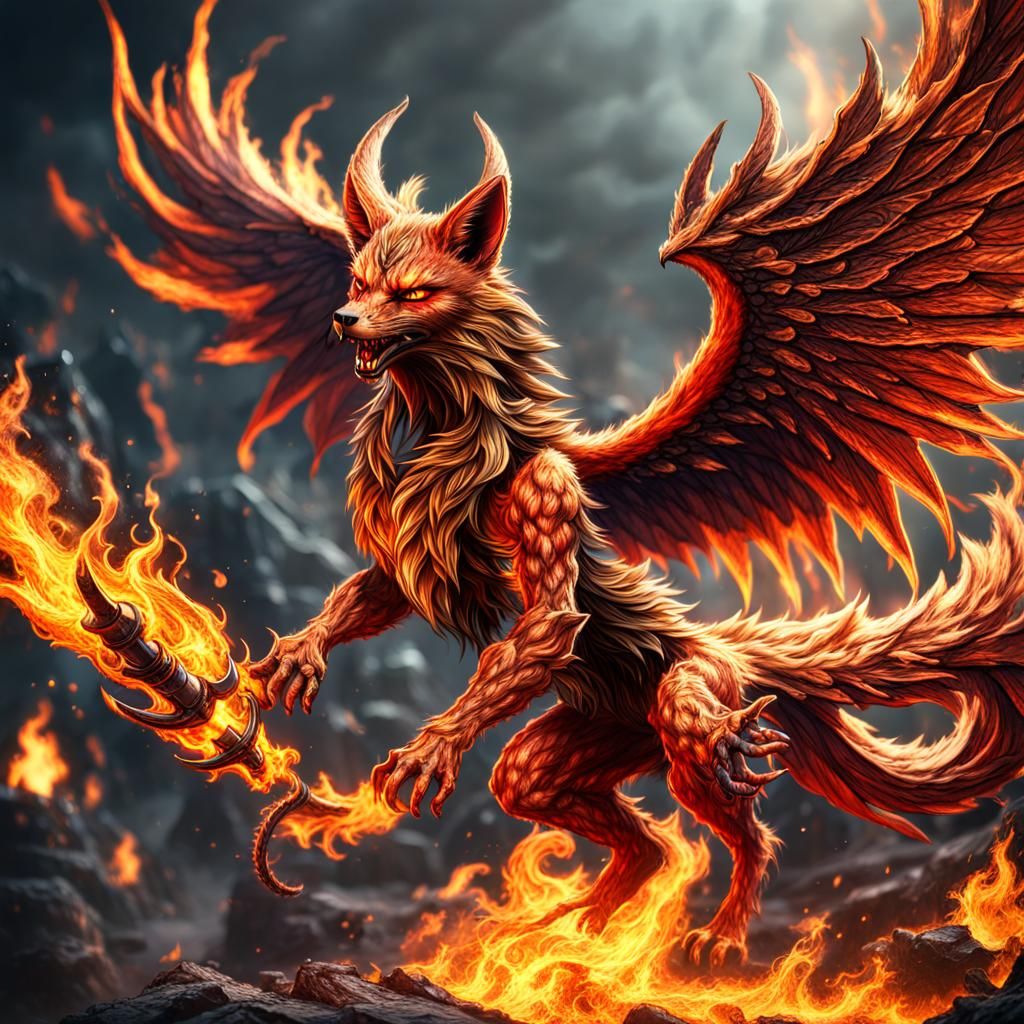 Winged Fire Fox Digital Art