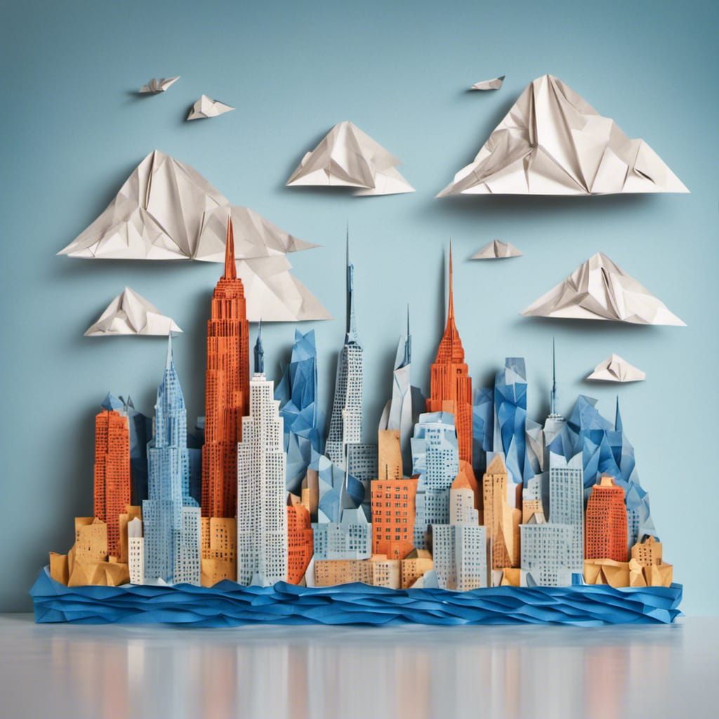 Origami New York City Skyline by the Sea