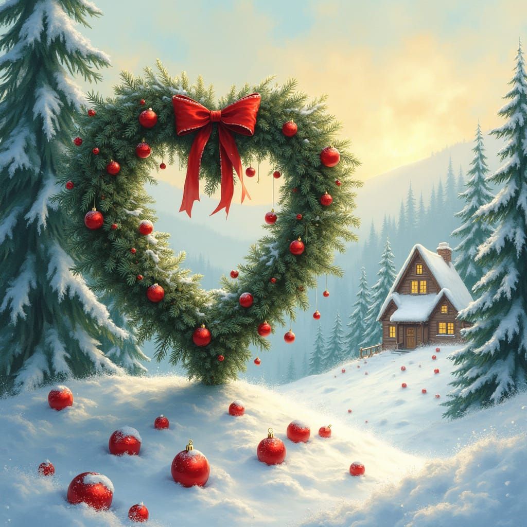 Whimsical Winter Wonderland Wreath Scene