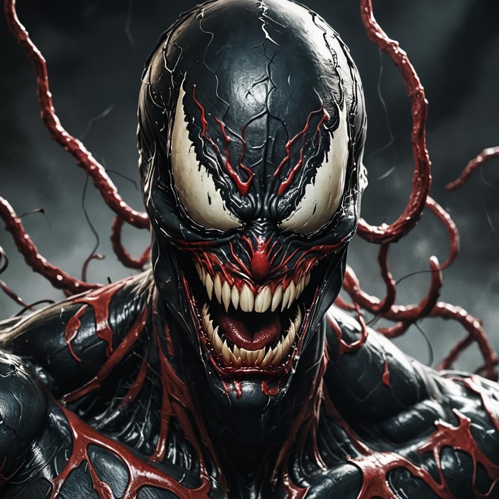 Terrifying Venom Face in Dark Academia Style