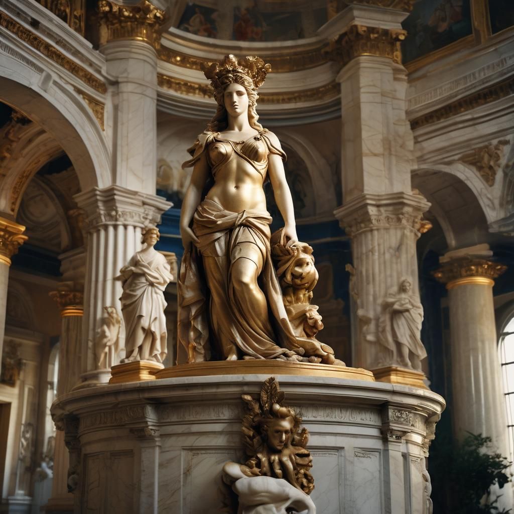 Baroque Marble Greek Goddess Sculpture