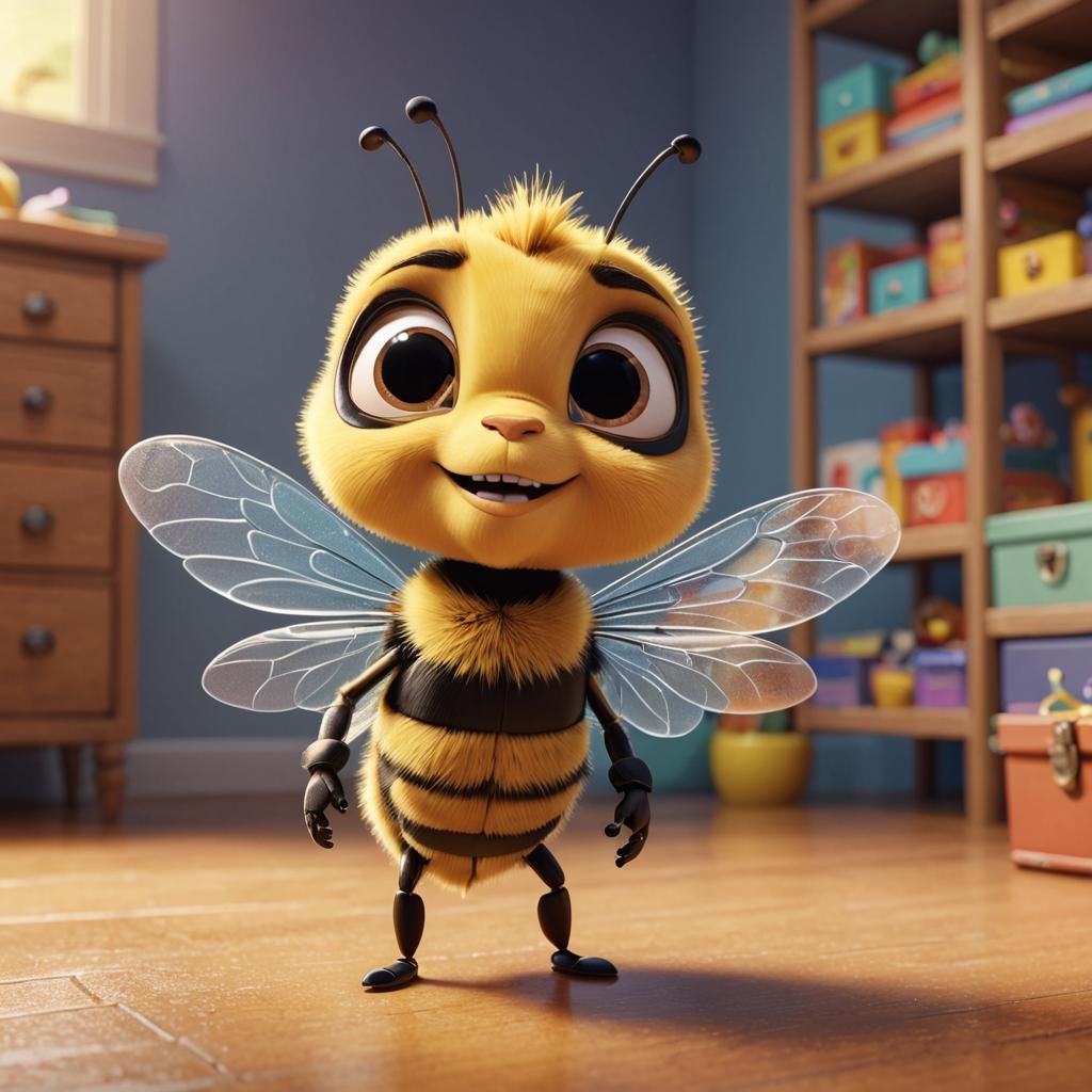 Cartoon Bee with Pompadour in 3D Digital Art