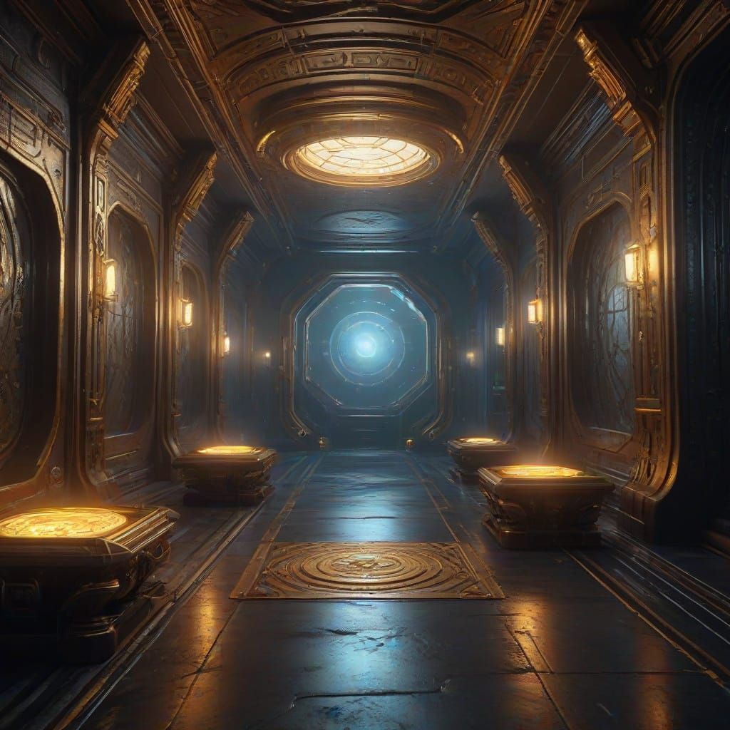 Futuristic Vault: Data, Gold, Diamonds, and Aliens