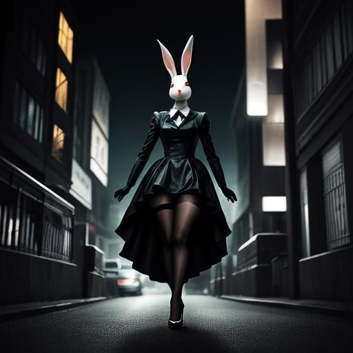 Surreal Rabbit-Human Hybrid Walks City Streets
