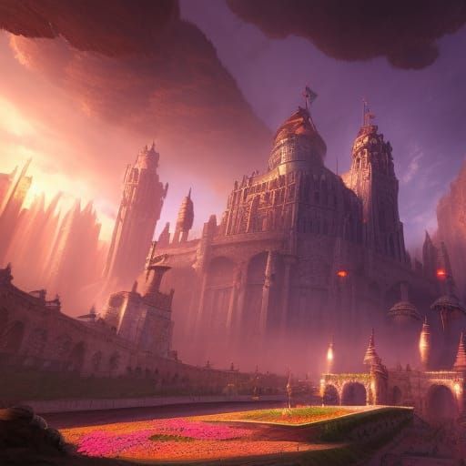 Fantastical Magical Battle Coliseum in Detailed Painting