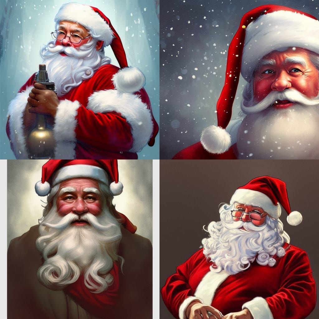 Festive Santa Portrait in Hyperdetailed Style