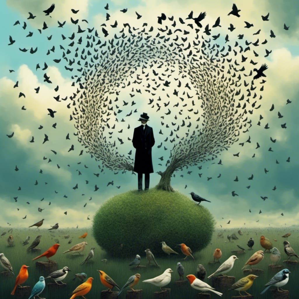 Surreal Bird Appearance: A Collage Interpretation