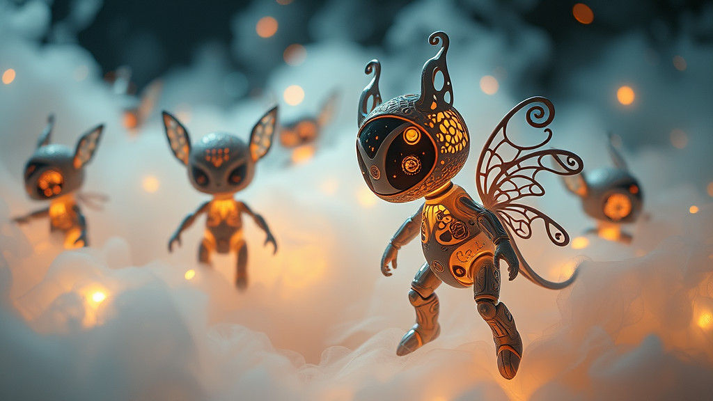 Futuristic Toys in Ethereal Mist, Digital Art