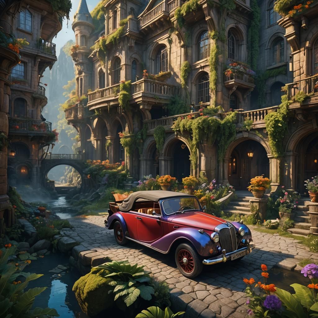 Detailed Matte Painting of a Fantasy Cabriolet