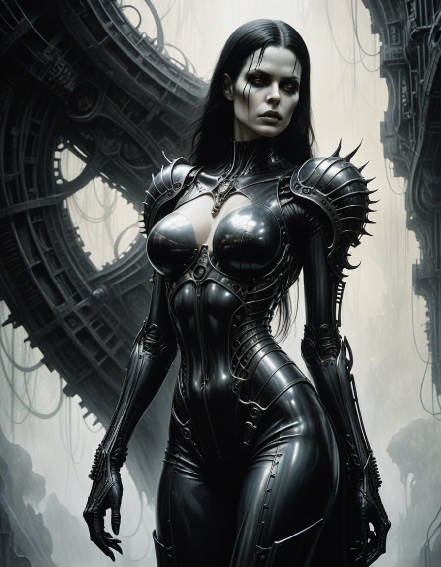 Dark Fantasy Warrior Queen in Metallic Armor