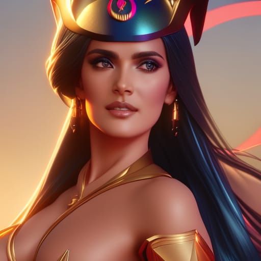 Salma Hayek as Sailor Moon: Hyperdetailed Portrait