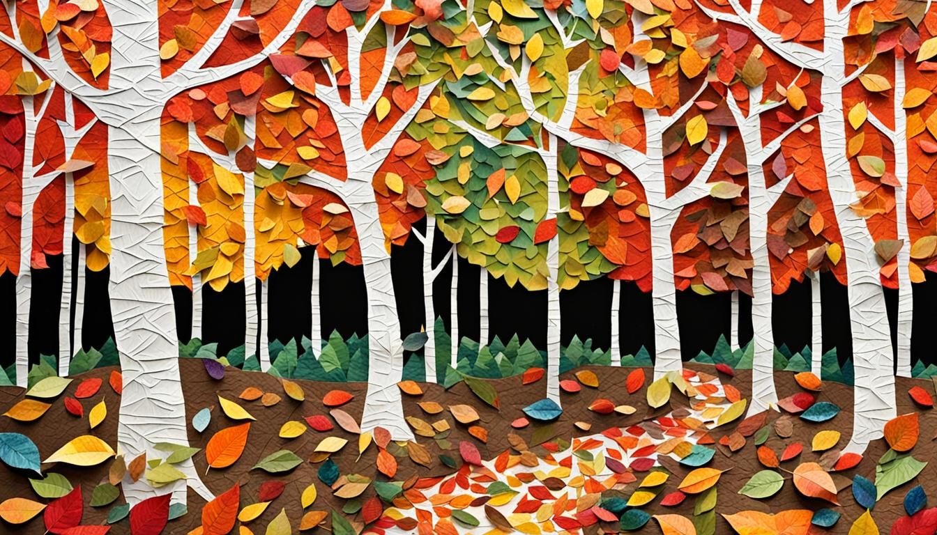 Autumn Forest Path in Layered Paper Collage