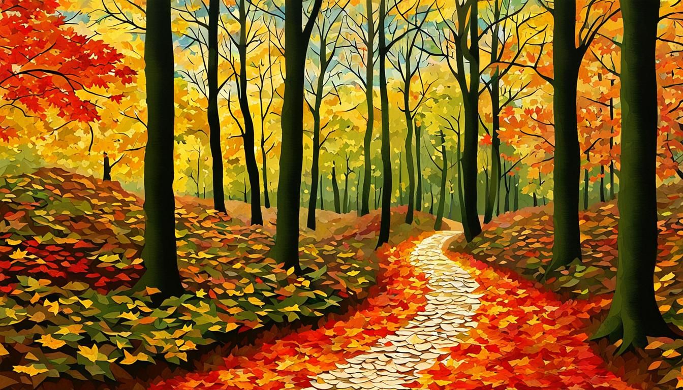 Autumn Forest Path in Layered Paper Collage