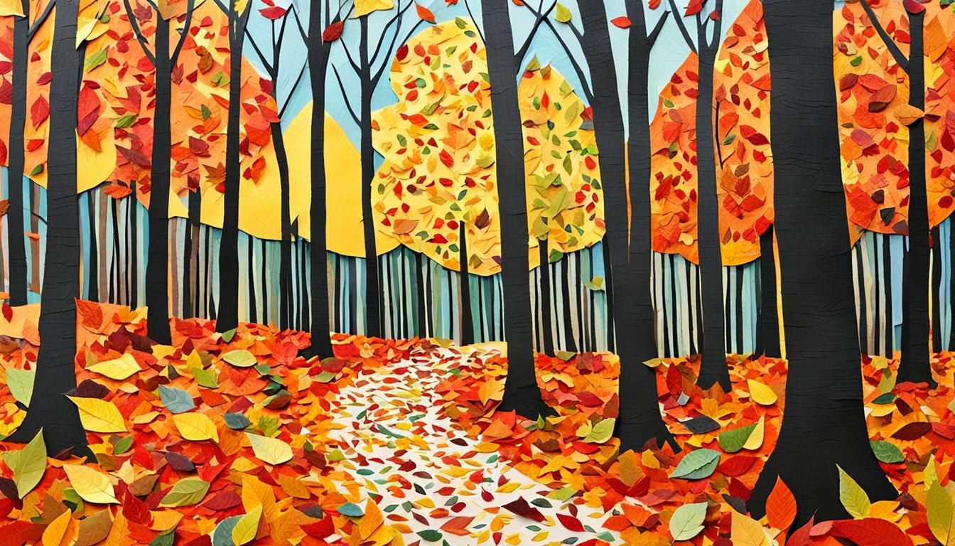 Autumn Forest Path in Layered Paper Collage