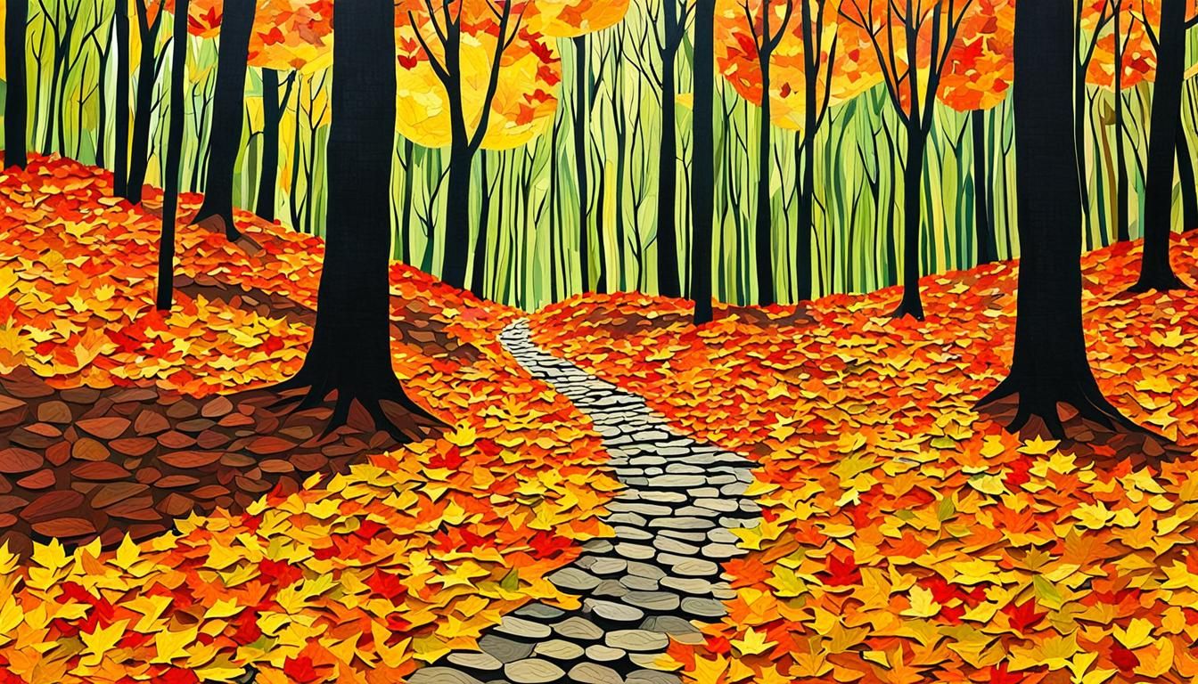 Autumn Forest Path in Layered Paper Collage
