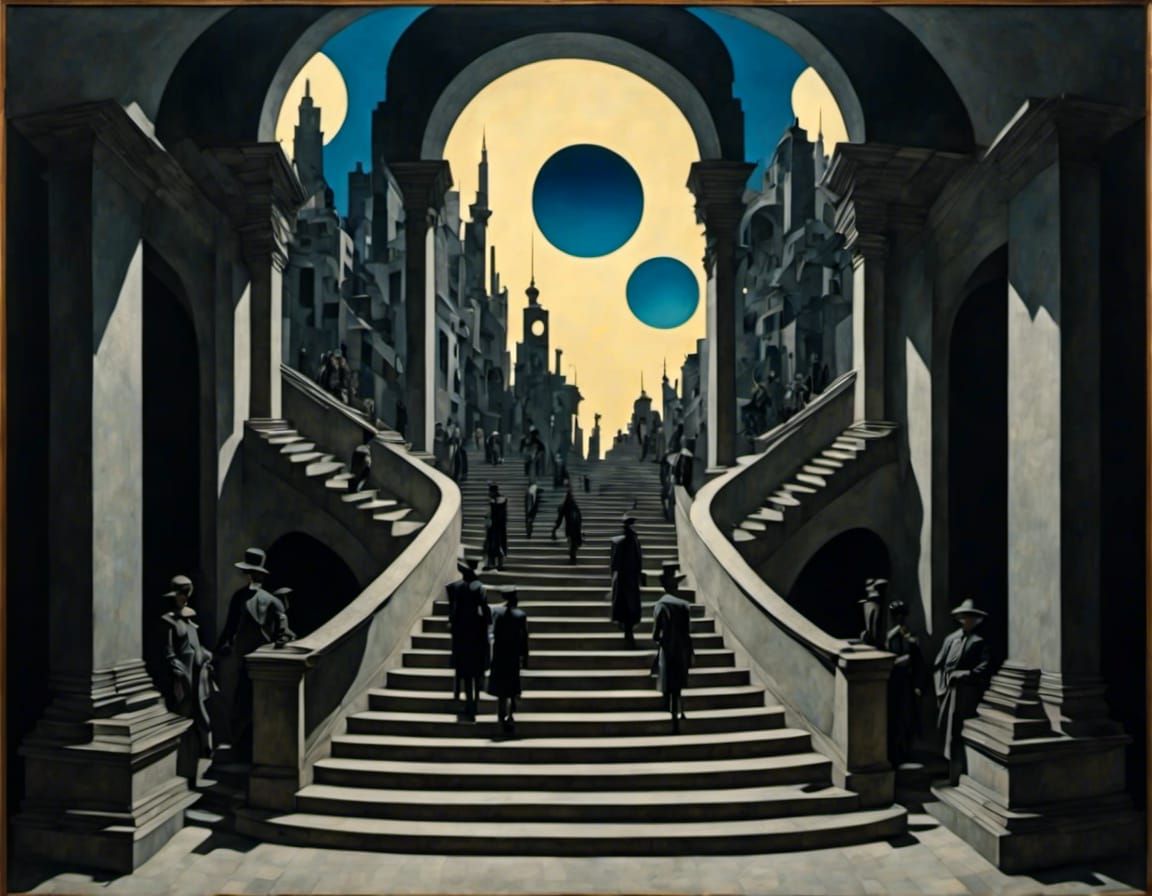 Surreal Stairway to Nowhere in Parrish Style