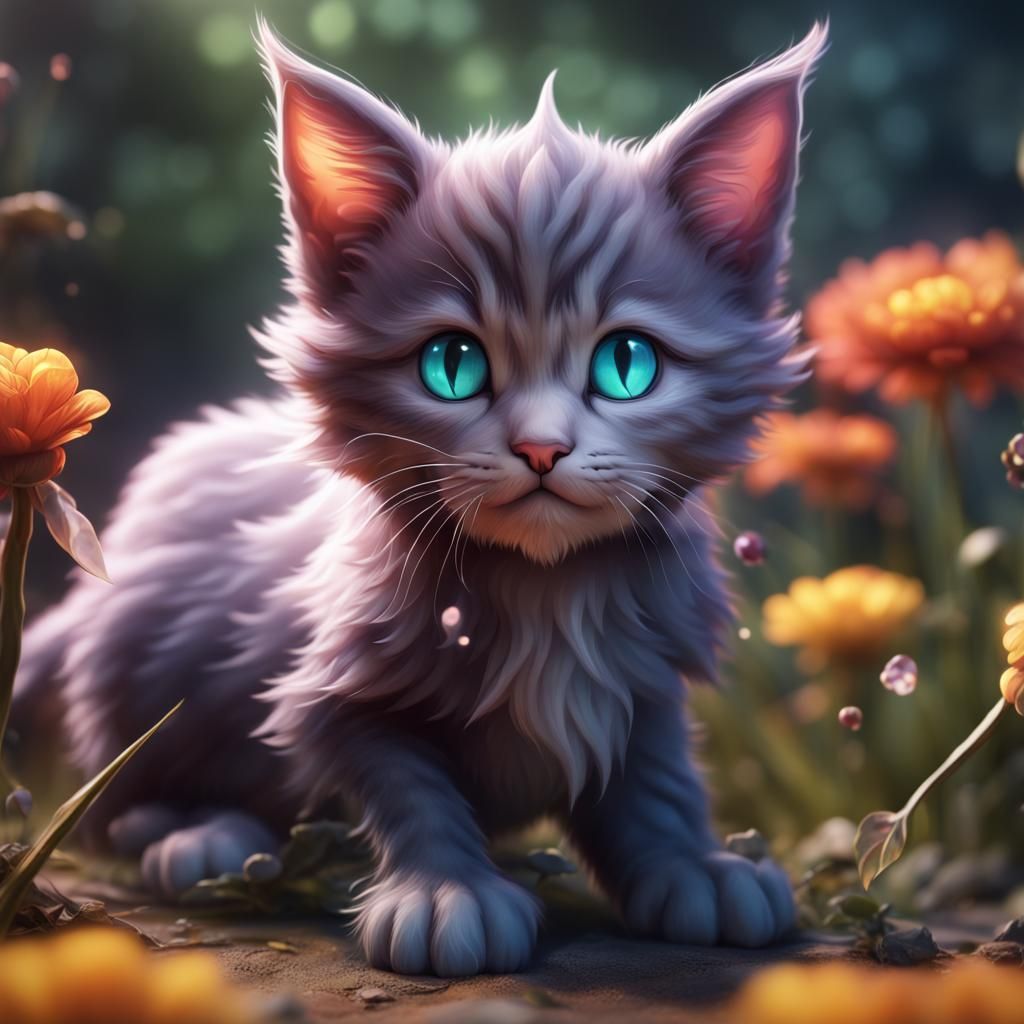 Cute Kitten in Detailed Matte Painting Style
