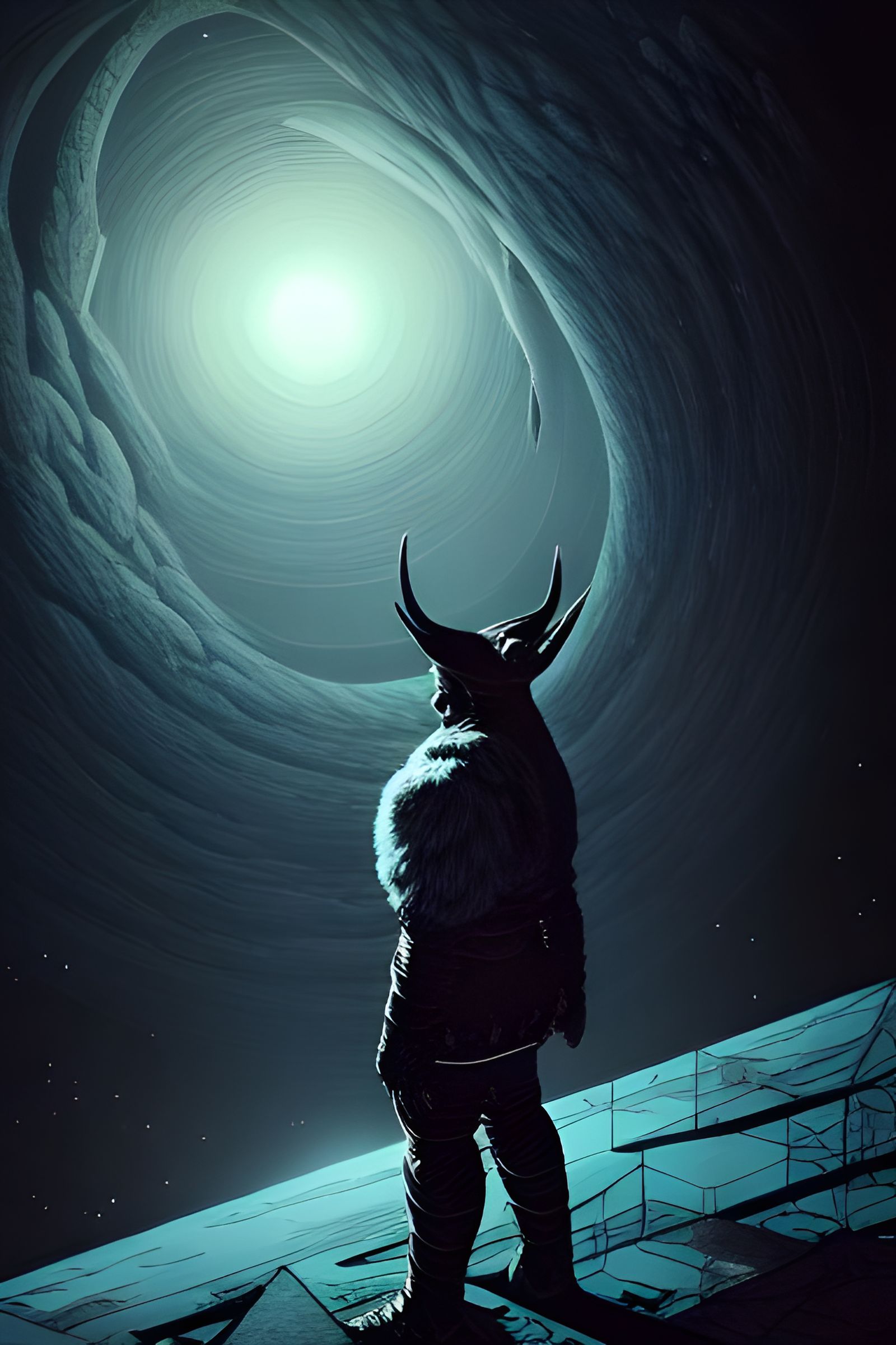 Space Viking Portrait in Ukiyo-e Sci-Fi Style