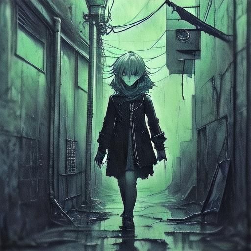 Orphan Girl in Abandoned Alleyway: Concept Art