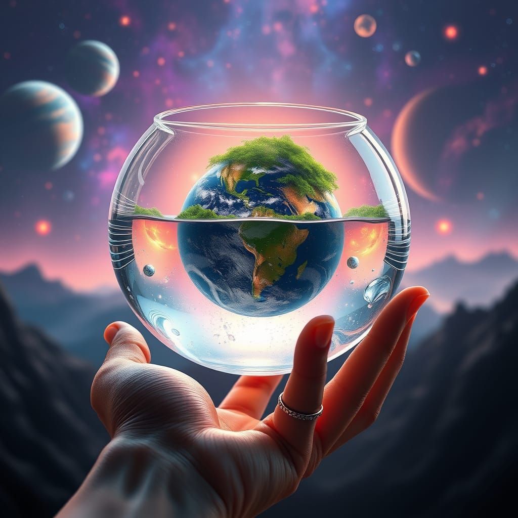 Surreal Glass Bowl Unveils Earth in Cosmic Splendor