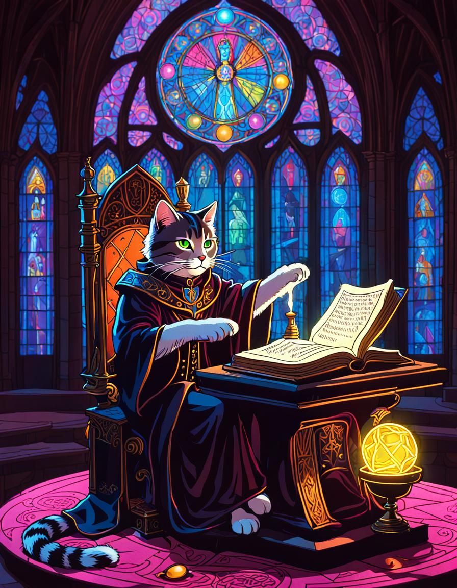 Cat Reader in Cathedral: Anime Steampunk Style