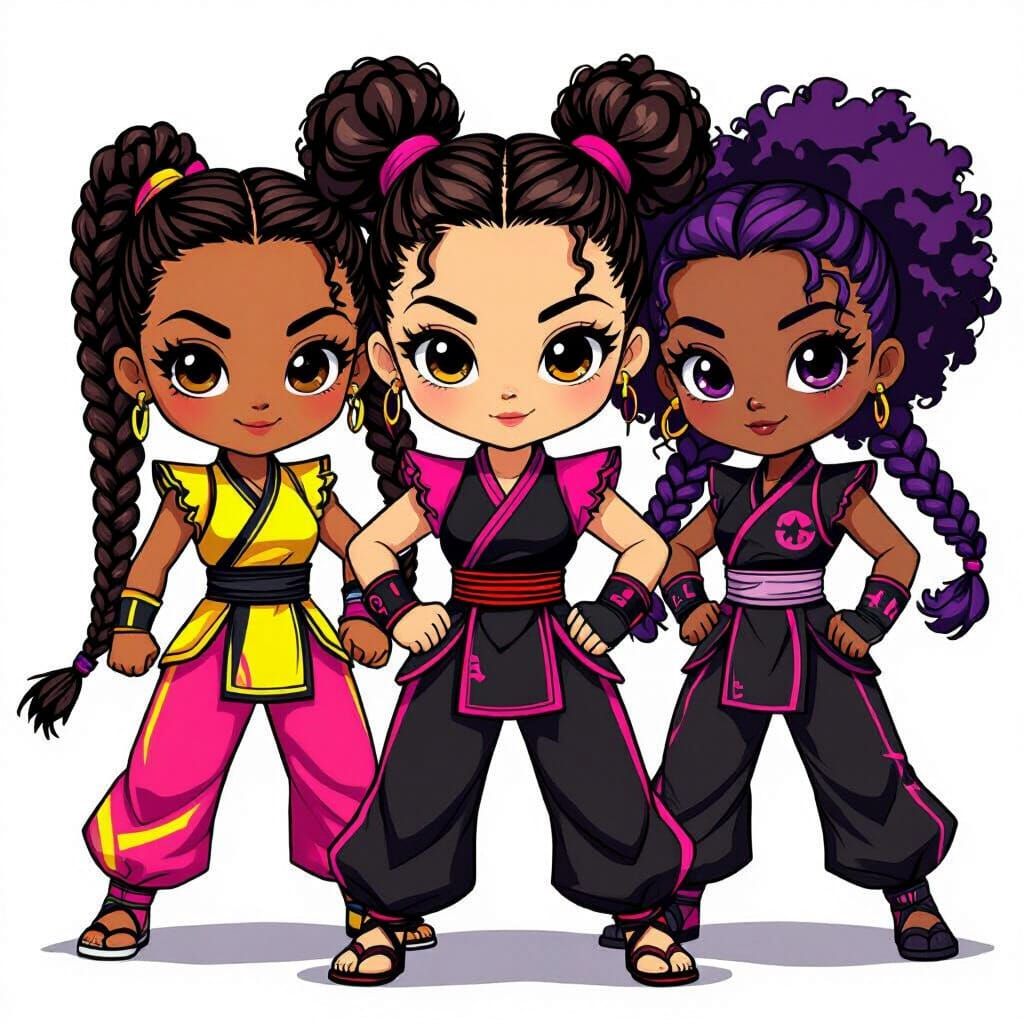 Halloween Chibi Fighter Dolls in Clip Art Style