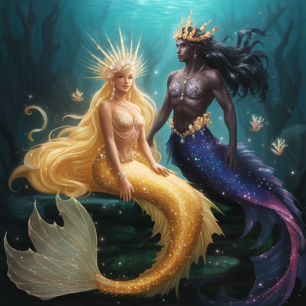 Luminous Mermaid Empress and Merman King