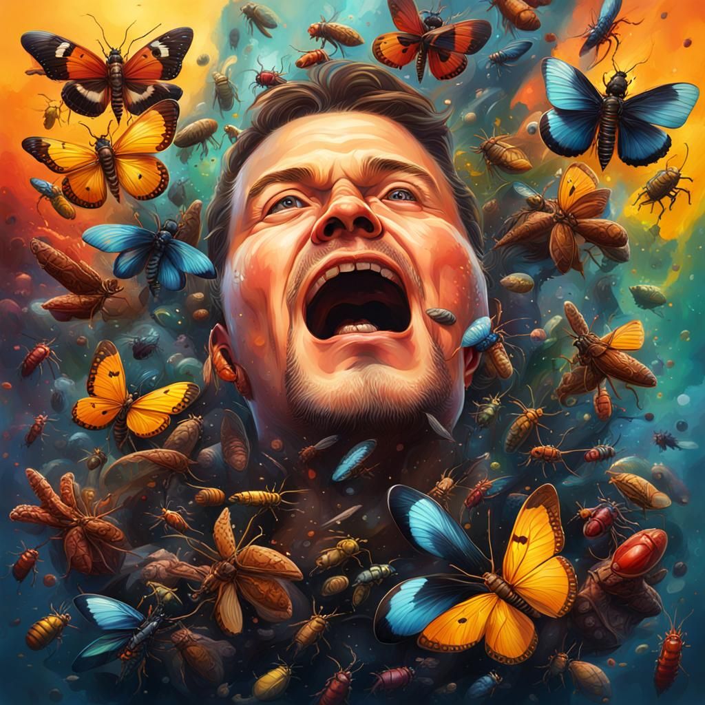 Hyperrealistic Mouth Full of Bugs Splash Art