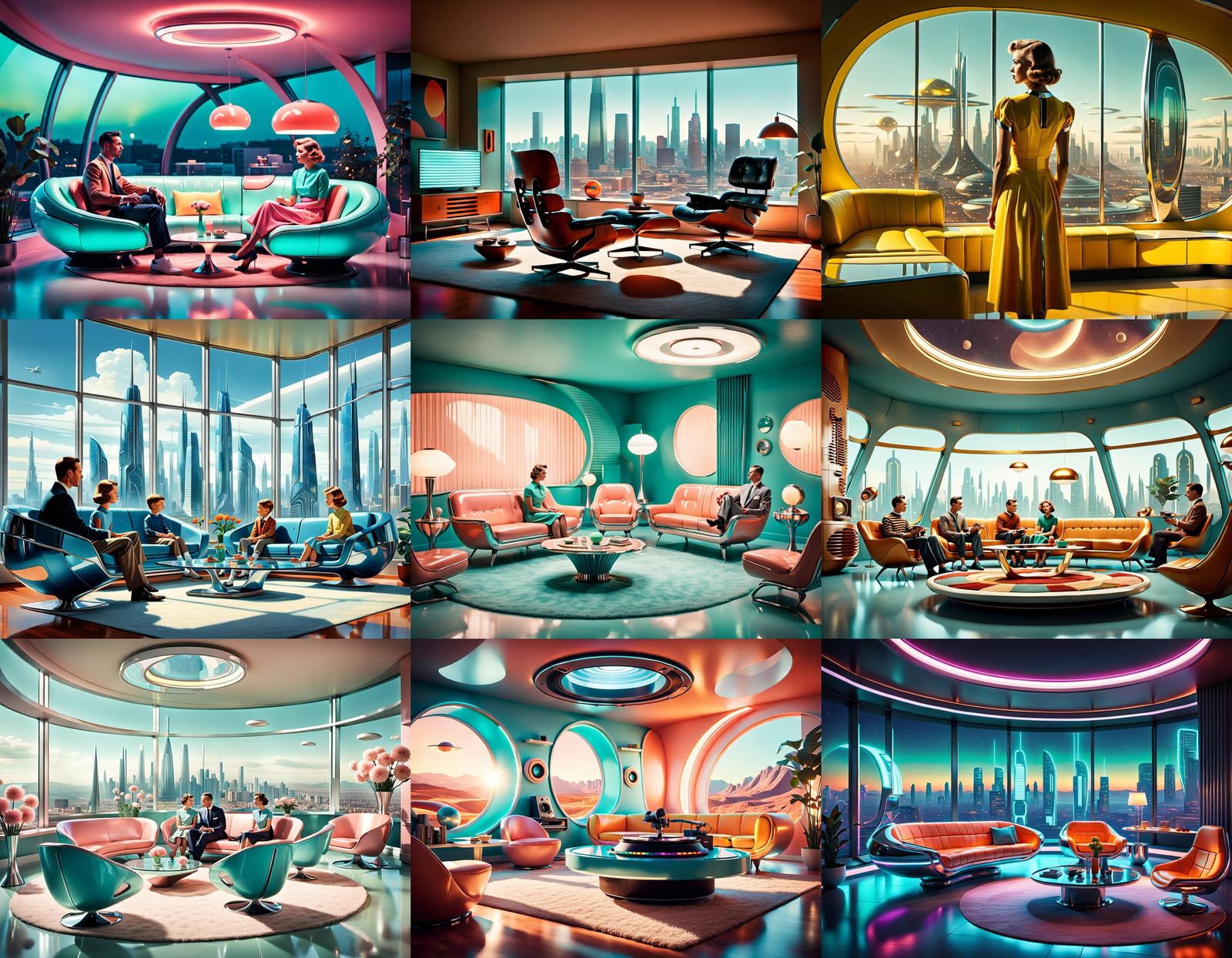 Ideal 1950s Futurist Living Room in HDR