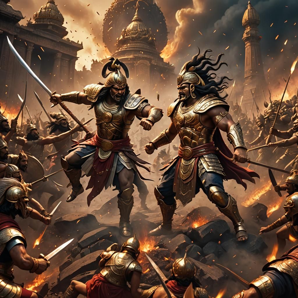 Karn vs Arjun: Epic Mahabharat Battle in 3D Cartoon Style