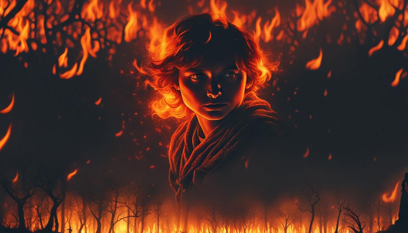 Surreal Flames Engulfing a Dark Forest
