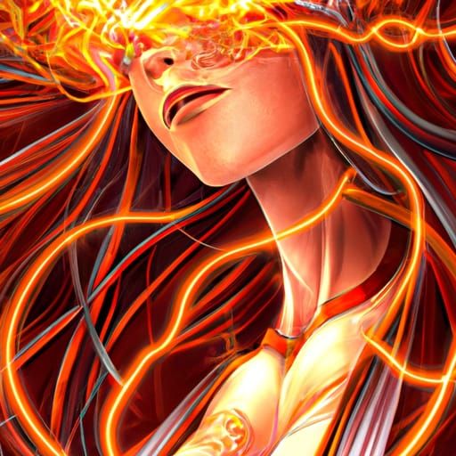 Electricity Princess Portrait: Detailed Digital Illustration